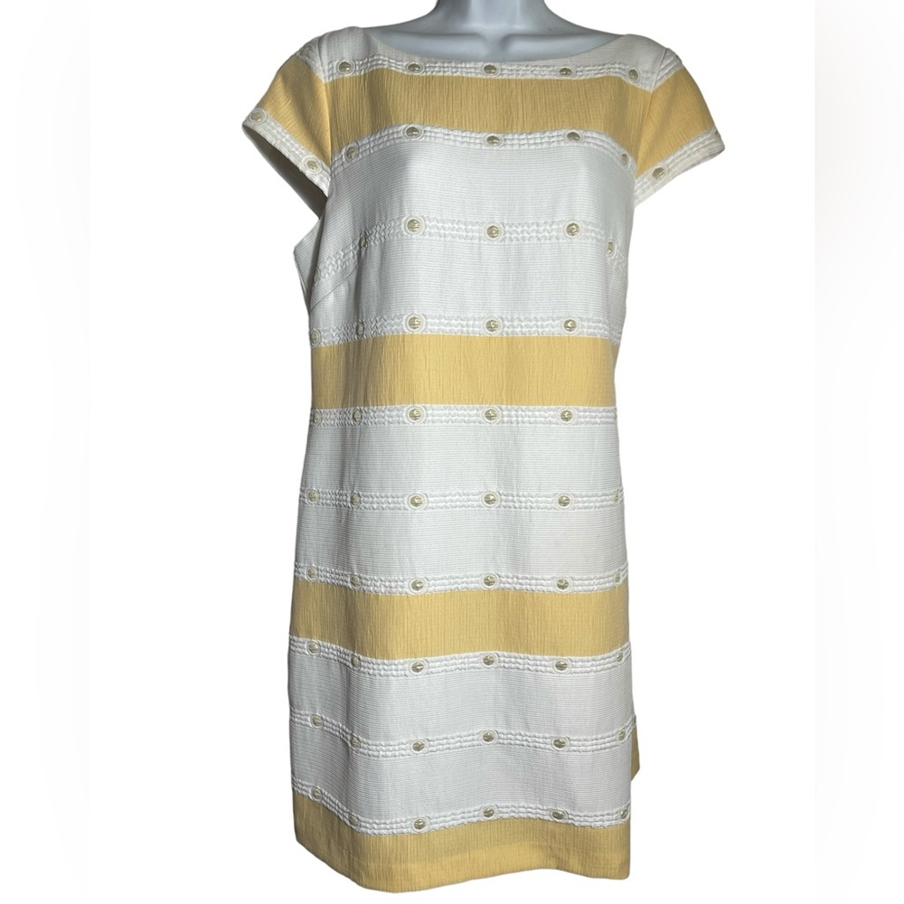 Vince Camuto Yellow and White Striped Dress